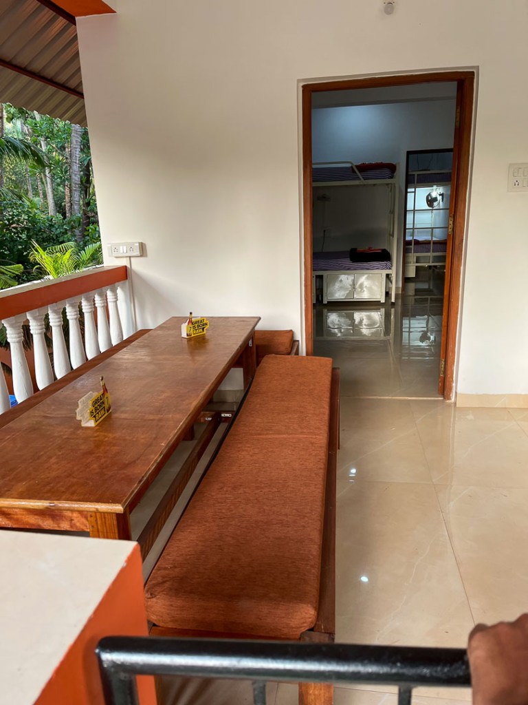 Seating area (Common Area) outside the dorm in Bonds Hostel Candolim Goa 
